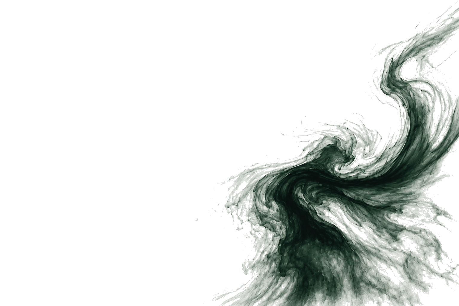 Abstract ink-wash artwork in deep green and charcoal